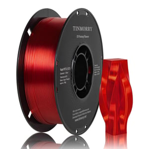 TINMORRY Rapid PETG-Eco filament za 3D printanje 1,75 mm, prozirno crveni, 1 kg, za printanje velikom brzinom do 300 mm/s, kompatibilan s Bambu Lab, Creality K1C, FLASHFORGE, Anycubic