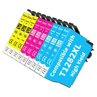 Tinnee T1285 9-dielne multipack balenie atramentových kaziet pre Epson T1281 T1282 T1283 T1284 Stylus SX230 SX420W SX425W BX305FW SX440W SX445W azúrová, purpurová 1