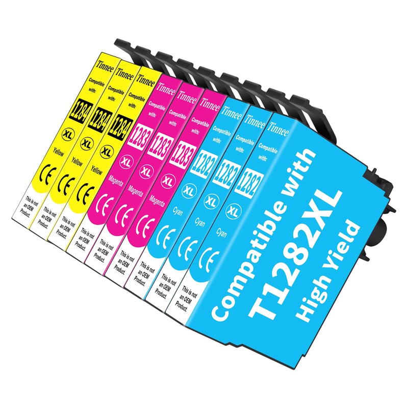 Tinnee T1285 9-dielne multipack balenie atramentových kaziet pre Epson T1281 T1282 T1283 T1284 Stylus SX230 SX420W SX425W BX305FW SX440W SX445W azúrová, purpurová