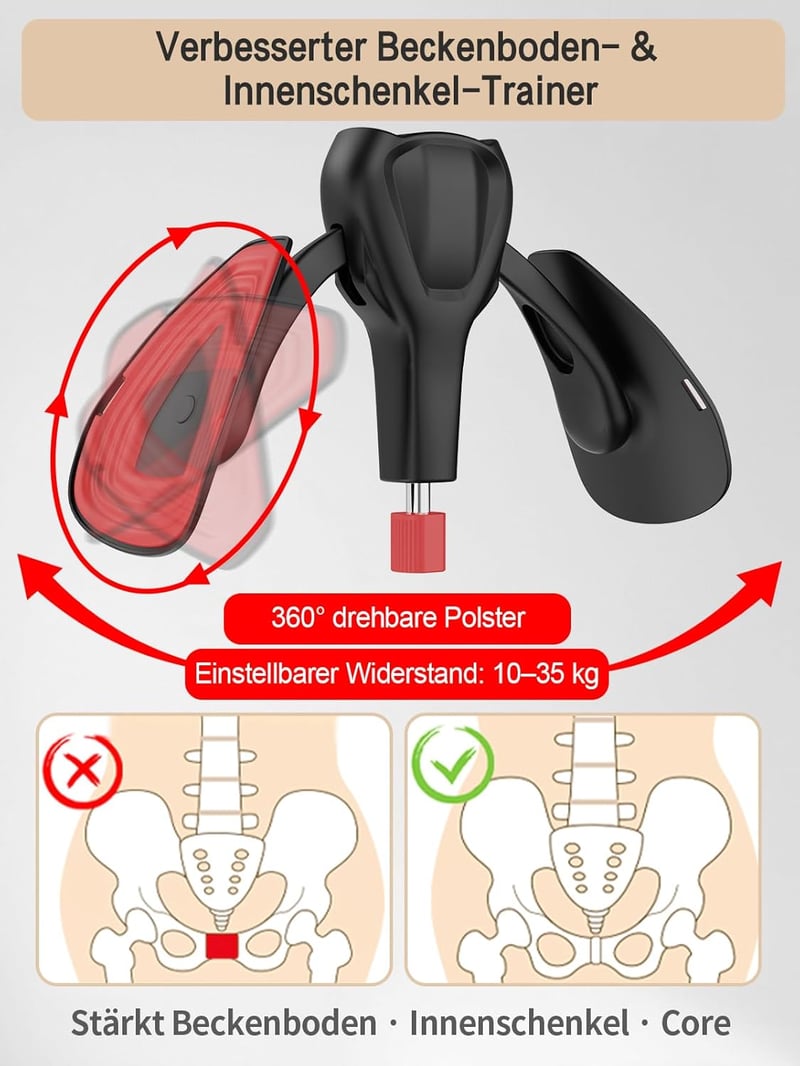 TINRIEF Medencepadló Erősítő Comb Tréner 35kg Állítható Kúp Otthoni Regenerációhoz Nőknek és Férfiaknak - Black