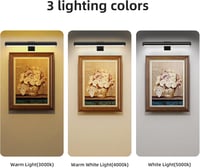 TINTINDOC LED Képvilágító Lámpa - Tölthető Akkumulátoros Fali Képmegvilágító Távirányítóval, 300 Lumen, 3 Színhőmérséklet, Festményekhez, Mű 4