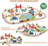 Tiny Land 110 darabos fa vonatszett gyerekeknek 3-7 év 2