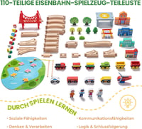 Tiny Land 110 darabos fa vonatszett gyerekeknek 3-7 év 3