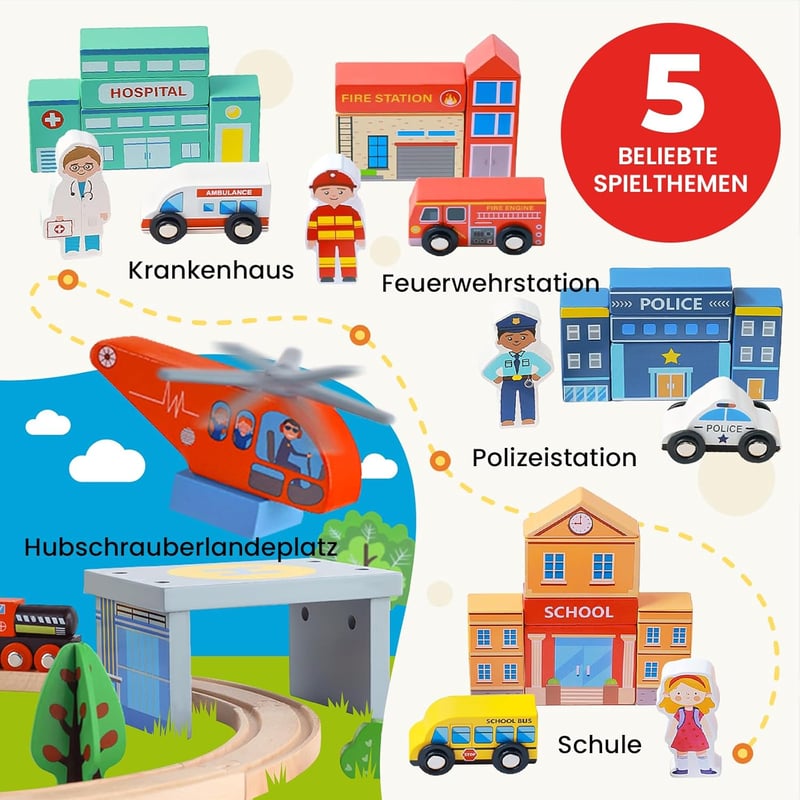 Tiny Land 110 darabos fa vonatszett gyerekeknek 3-7 év
