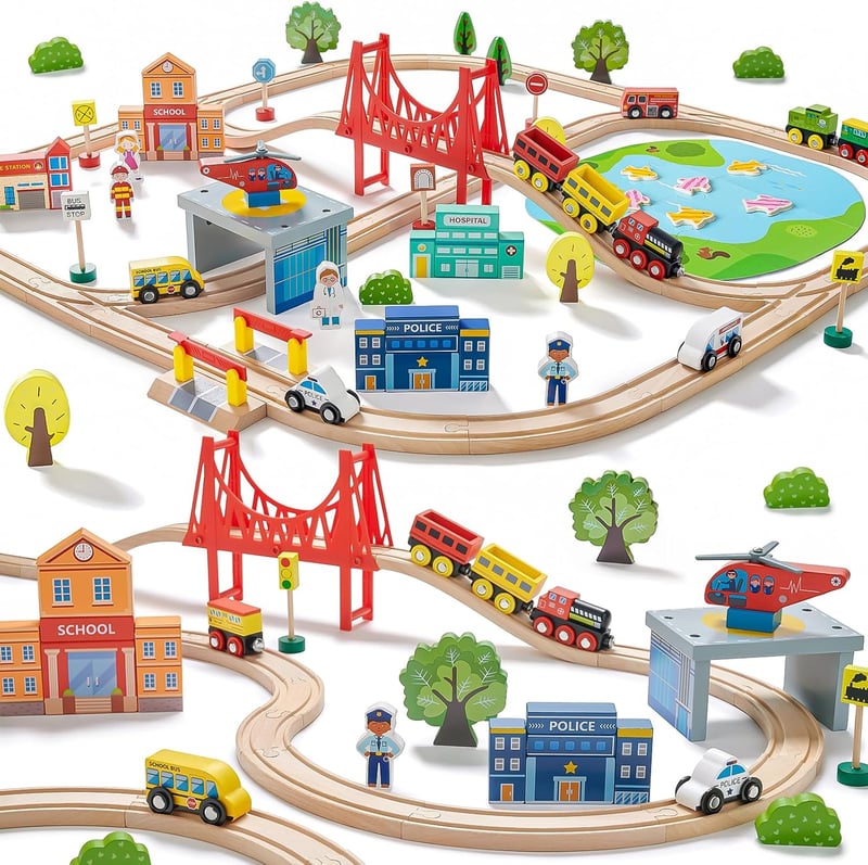 Tiny Land 110 darabos fa vonatszett gyerekeknek 3-7 év