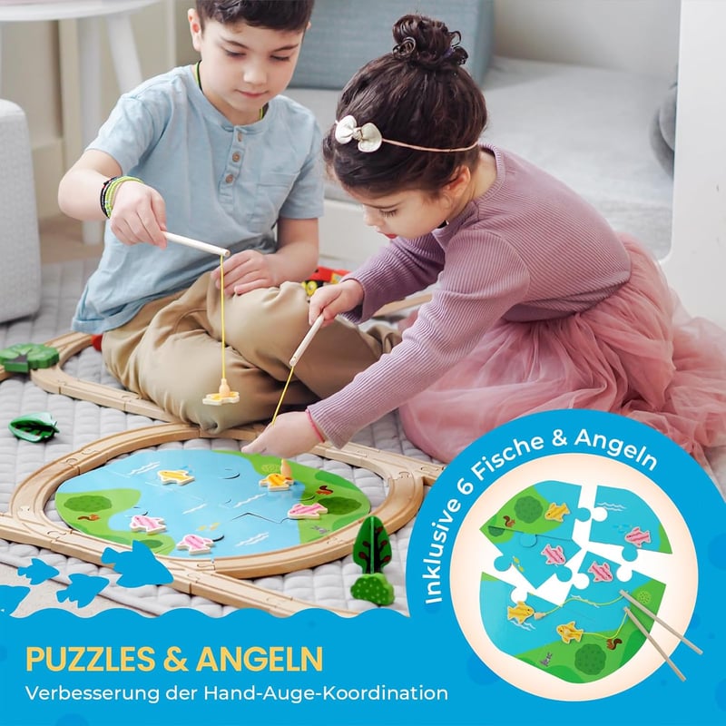 Tiny Land 110 darabos fa vonatszett gyerekeknek 3-7 év