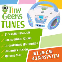 TinyGeeks CD lejátszó FM rádióval, hangszóróval, elemekkel - Kék boombox 2