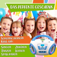 TinyGeeks CD lejátszó FM rádióval, hangszóróval, elemekkel - Kék boombox 6