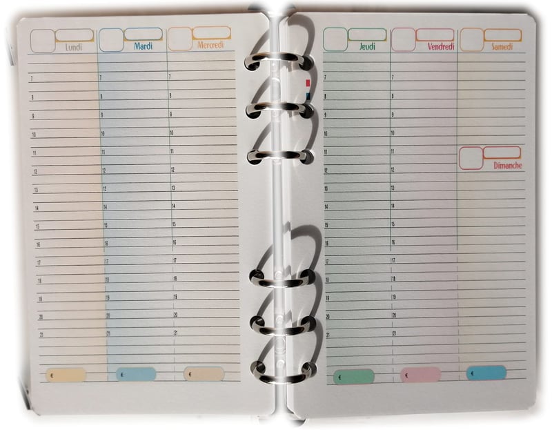Rezerve Organizator Jurnal tipome - A6 Personal 10x17 cm - 52 de săptămâni - Agendă - Limba franceză