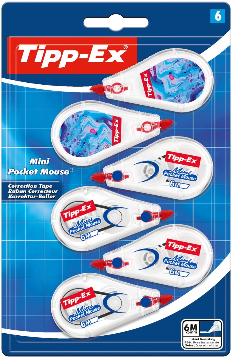Korekčná páska Tipp-Ex Mini Pocket Mouse s páskou odolnou proti pretrhnutiu – 6 ks