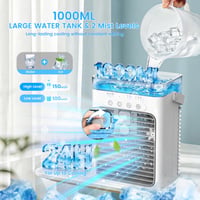 Mobilný ochladzovač vzduchu Tiptop Home 4 v 1 s vodným rozprašovačom, 1000 ml nádržka na vodu, 3 rýchlosti, 2 režimy rozprašovania, časovač 2/4/8 hodín, USB, bez výfukovej hadice 4