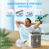 Mobilný ochladzovač vzduchu Tiptop Home 4 v 1 s vodným rozprašovačom, 1000 ml nádržka na vodu, 3 rýchlosti, 2 režimy rozprašovania, časovač 2/4/8 hodín, USB, bez výfukovej hadice 5