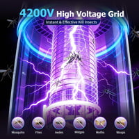 Elektrický lapač hmyzu Tiptop Home s UV svetlom 365 nm, 4200 V, 4000 mAh batériou, IPX4 vodoodolnosťou, na vnútorné aj vonkajšie použitie 5