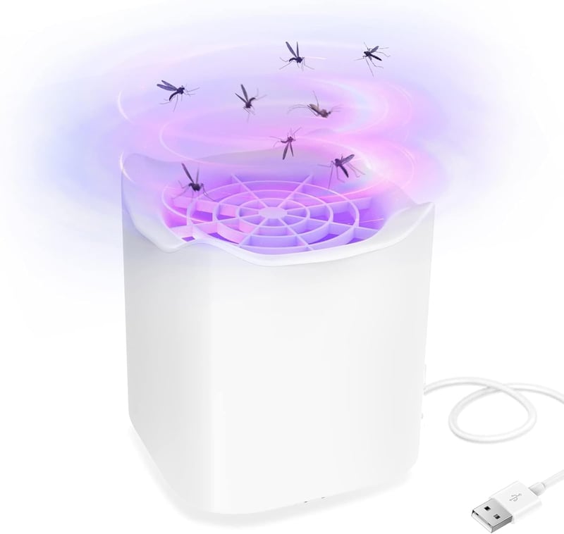 Tiptop Home Elektromos Rovarcsapda - UV Fényes Szúnyogirtó, Légycsapda, Éjszakai Fény, USB-s, Konyha, Hálószoba, Iroda Használatra, Fehér