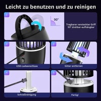 Tiptop Home Elektrický lapač komárov 4000 mAh USB nabíjateľná lampa proti hmyzu, lapač múch, vnútorná a vonkajšia hubička škodcov s návnadou 7