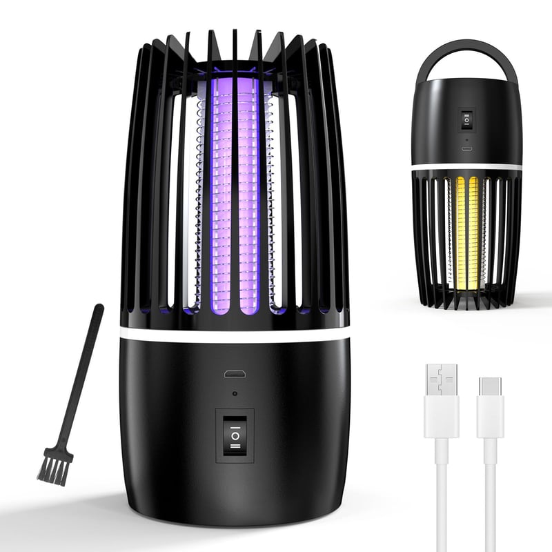 Tiptop Home Elektrický lapač komárov 4000 mAh USB nabíjateľná lampa proti hmyzu, lapač múch, vnútorná a vonkajšia hubička škodcov s návnadou