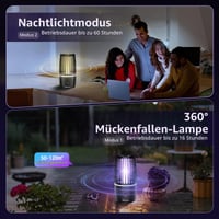 Tiptop Home Elektrický lapač komárov 4000 mAh USB nabíjateľná lampa proti hmyzu, lapač múch, vnútorná a vonkajšia hubička škodcov s návnadou 2
