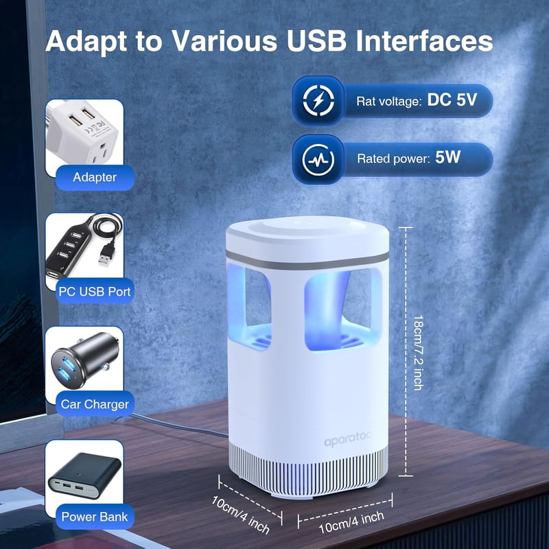 Tiptop Home Elektromos Szúnyogcsapda UV Fénnyel USB Töltéssel Otthonhoz