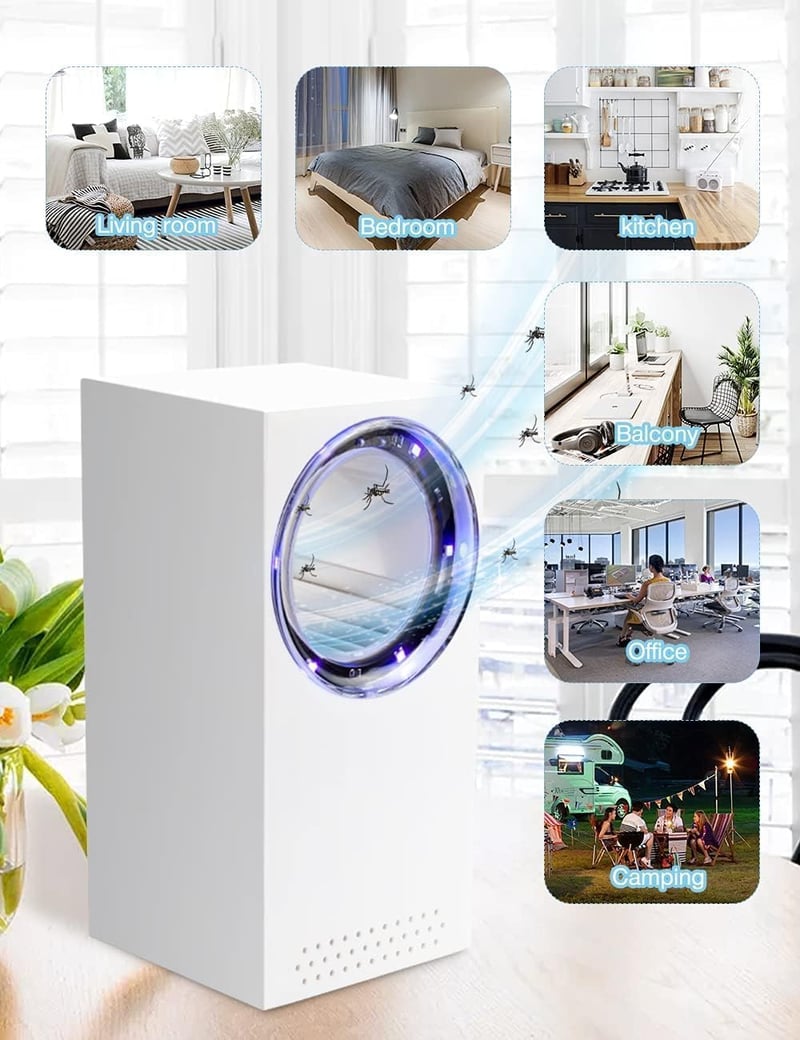 Lampă anti-țânțari electrică USB Tiptop Home cu lumină UV, distrugător de țânțari și muște 180°