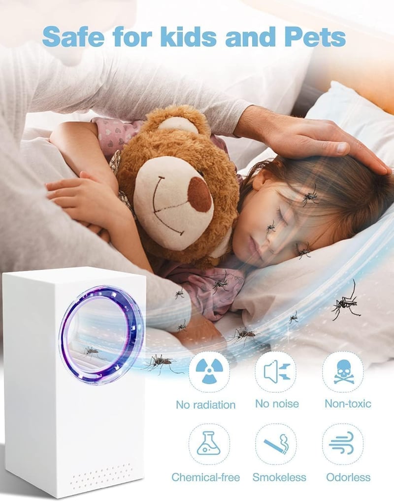 Lampă anti-țânțari electrică USB Tiptop Home cu lumină UV, distrugător de țânțari și muște 180°
