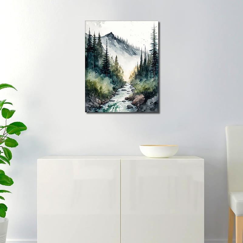 TISHIRON Erdei Tájkép Számfestő Készlet Felnőtteknek - Akril Festés Vászonra 40x50 cm - DIY Kreatív Hobby Szett Keret Nélkül