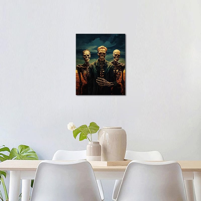 TISHIRON Koponya Festés Számok Alapján Készlet - DIY Akril Festőszett Felnőtteknek és Gyerekeknek - Halottak Napja Vászon Falikép 40,6 x 50,