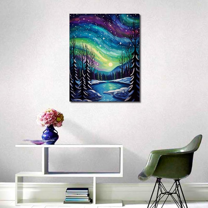 TISHIRON Polar Light Digital for Adults, Polar Light DIY Digital for Adults, Comics for Archnished Acrylic Pictures from Forest, Abstract Acrylic Picture for Adults, 16 x 20 cm (Colourless)