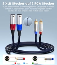 Tisino TSN9507 Dual RCA–XLR (male) sztereó audiokábel - 1 m 6
