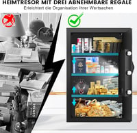 Tiskgg 70L Tűzálló Széf Kulccsal, Csendes Funkcióval és Eltávolítható Polccal 5
