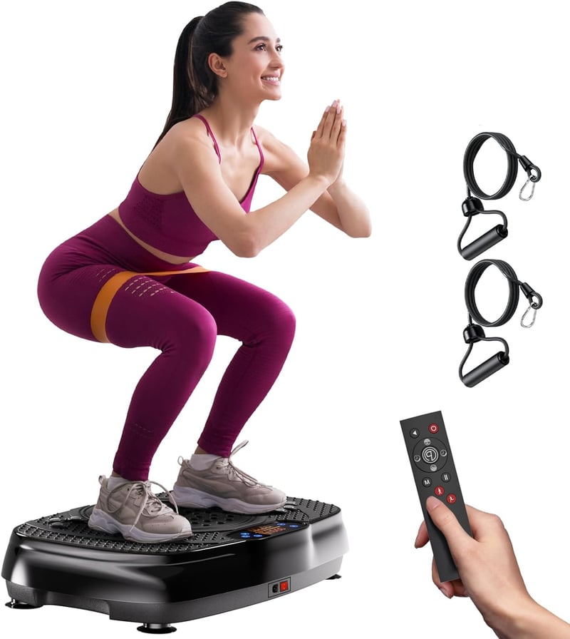 TISSCARE Vibrációs Tréner - Otthoni Edzőgép 120 Fokozattal, 5 Programmal, LED Kijelzővel, 136kg Teherbírással - Zsírégető Fitness Eszköz Fér