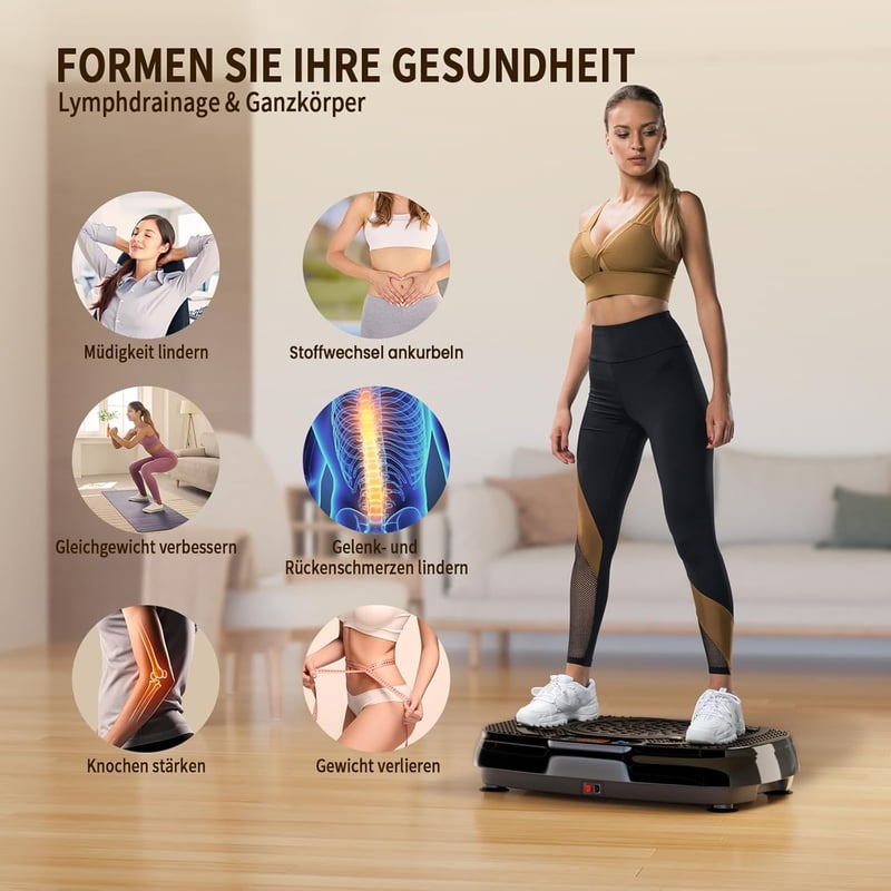 TISSCARE Vibrációs Tréner - Otthoni Edzőgép 120 Fokozattal, 5 Programmal, LED Kijelzővel, 136kg Teherbírással - Zsírégető Fitness Eszköz Fér