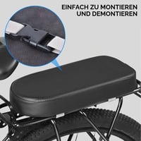 Tissting Zadný nosič na bicykel s vankúšom, PU kožené sedadlo pre pasažiera, čierne — špongia je miestami zdeformovaná (stav: pozri 2. obrázok) 5