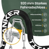 Titanker kerékpárlánc zár 2 kulccsal - fekete - 920 mm x 6 mm 2