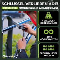 TITANLOCK Összecsukható Kerékpárzár Antitolvaj Kombinációs Biztonsági Lakat 4
