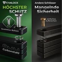 Skladací zámok na bicykel TITANLOCK s certifikáciou ART – nehrdzavejúci bezpečnostný zámok proti krádeži, rýchla montáž, úroveň ochrany 10/10 5