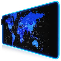 Herná podložka pod myš Titanwolf RGB 800x300 mm XXL LED osvetlenie 7 farieb 4 režimy efektov pogumovaná základňa umývateľná mapa sveta modrá 1
