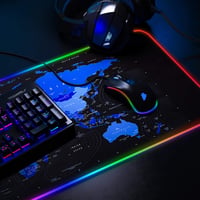 Herná podložka pod myš Titanwolf RGB 800x300 mm XXL LED osvetlenie 7 farieb 4 režimy efektov pogumovaná základňa umývateľná mapa sveta modrá 7