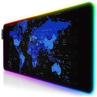 Herná podložka pod myš Titanwolf RGB 800x300 mm XXL LED osvetlenie 7 farieb 4 režimy efektov pogumovaná základňa umývateľná mapa sveta modrá 8