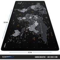 Herná podložka pod myš Titanwolf XXL 900x400x3 mm – Čierna stolová podložka s motívom mapy sveta, veľká kancelárska a herná podložka pod myš 2