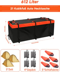 TITECK Vízálló Tetőbox Utazási Táska 60x26x24cm 630L Autóhátulra 2
