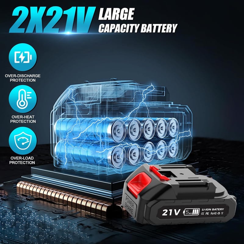 tivekeo 18V Akkus Fűnyíró 2x2000mAh Makita Kompatibilis Kefe Nélküli Motor