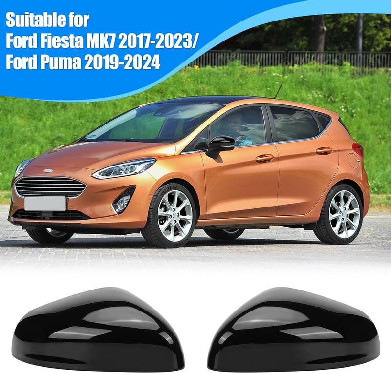 tivekeo Ford Fiesta MK7 Puma tükörkupak szett, külső visszapillantó tükörvédő, fényes szénszövet minta