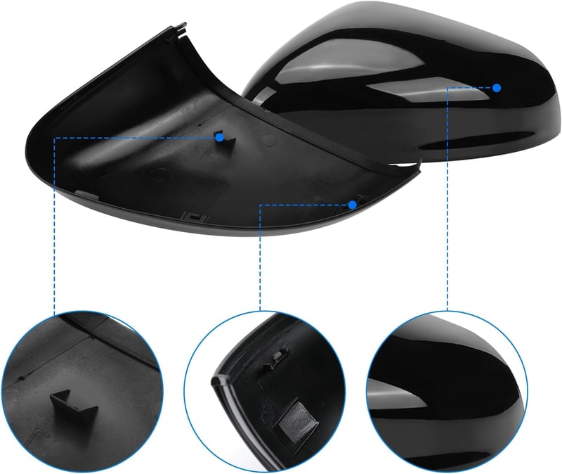tivekeo Ford Fiesta MK7 Puma tükörkupak szett, külső visszapillantó tükörvédő, fényes szénszövet minta