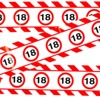 Decorațiune pentru a 18-a aniversare Tiwoca - Bandă de avertizare amuzantă, roșu-alb, cu indicatoare rutiere pentru băieți și fete 1