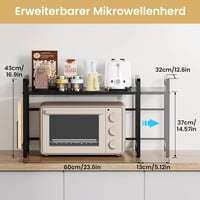 TJ.MOREE Mikrohullámú sütő állvány, 40-65cm-es bővíthető polc, konyhai tárolo 3