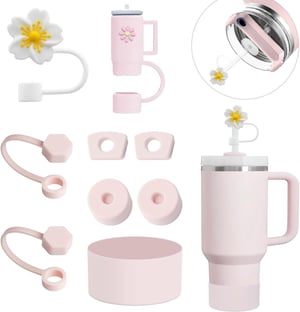 TJYAEKLTD Stanley 30/40 oz kiegészítő szett (szívószál fedél + szilikon tok) - rózsaszín