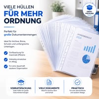 TK Gruppe Timo Klingler Prozirna A4 mapa za dokumente 100 komada, ekstra debela folija, perforirana košuljica za arhiviranje dokumenata 3