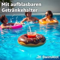 TK Gruppe Timo Klingler XXL felfújható úszógumi harapott fánk forma barna vagy rózsaszín italtartóval 2