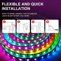 Bandă LED TK99SW 3 m, USB RGB cu control prin aplicație, sincronizare cu muzica, temporizator, luminozitate reglabilă, iluminare autoadezivă cu schimbare de culori pentru televizor, dormitor, petreceri 7