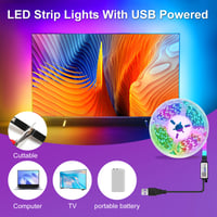 Bandă LED TK99SW 3 m, USB RGB cu control prin aplicație, sincronizare cu muzica, temporizator, luminozitate reglabilă, iluminare autoadezivă cu schimbare de culori pentru televizor, dormitor, petreceri 2